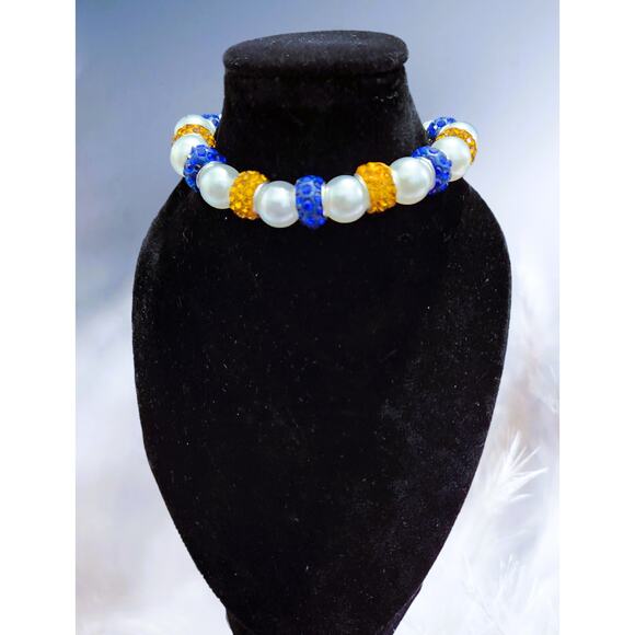 Sigma Gamma Rho Bracelet Blue, White and Gold with Pendant Logo - Picture 7 of 7